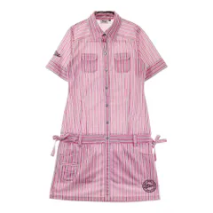 サイズ：M FILA GOLF フィラゴルフ  半袖 ワンピース ストライプ柄 ピンク系 [240101423071] ゴルフウェア レディース ストスト
