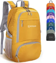 ZOMAKE 軽量リュック バックパック 30L ハイキングデイパック 旅行バックパック 折りたたみ式(イエロー)
