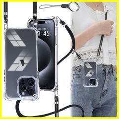【最短発送】バンパー TPU ストラップホール付き シリコン 軽量 [耐衝撃 + PC 傷防止 透明 薄型 いphone15pro 全面保護 スマホケース 斜めがけ 米軍MIL規格 紐付き 首掛け 防指紋]ワイヤレス充電対応 肩がけ ショルダー アイフォン15