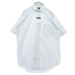 未使用 CHAPS RALPH LAUREN チャップスラルフローレン ストライプ柄 半袖 コットンシャツ 38 ブルー系 メンズ 古着