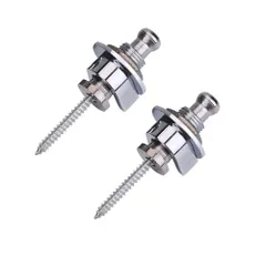 ギターストラップロックピン 2個セット ペア 滑り止め 落下防止 (シルバー)[定形外郵便、送料無料]