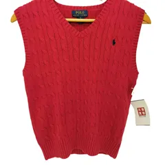 ポロラルフローレン POLO RALPH LAUREN ポニー刺繍 ケーブル編みニットベスト レディース import：M 