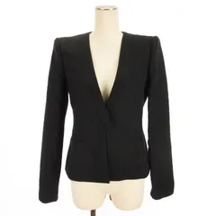 ビーシービージーマックスアズリア BCBGMAXAZRIA ジャガード ノーカラー ジャケット ブレザー 切替 コットン 黒 ブラック XS ■OSのサムネイル
