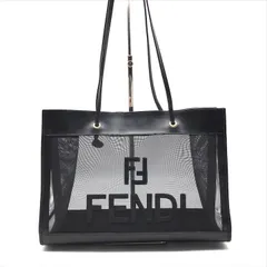 【美品】フェンディ　トートバッグ　ハンドバッグ　メッシュ　レザー　ブラック FENDI◇フェンディ/トートバッグ/メッシュ/レザー/ブラック