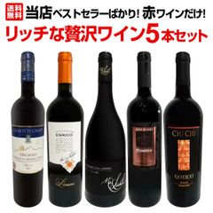 当店ベストセラーばかり！赤ワインだけ！リッチな贅沢ワイン5本セット！