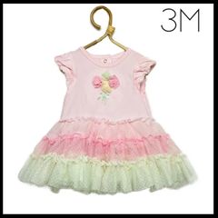 古着  LittleMe ワンピース　ドレス　サイズ 3m  ピンク チュール　コストコ　　女の子　　花  フォロー割り   C91