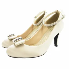 エメ AIMER パンプス ヒール ラウンドトゥ アンクルストラップ ビジュー S ベージュ /GV