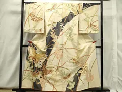 平和屋着物■訪問着　駒刺繍　舞蝶花文　金彩　正絹　逸品　CAAR8748in