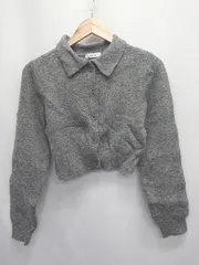 ◇ ⊇ NICE CLAUP ナイスクラップ ショート丈 長袖 ニット カーディガン サイズF グレー レディース E  【1506110006066】