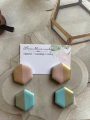 358.バイカラー美濃焼イヤリング又はピアス