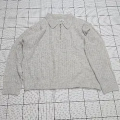 ◇ ⊇ ZIP FIVE ジップファイブ センターブレス柄 長袖 ハーフジップニットトレーナー サイズXL グレー系 メンズ E  【1508200028088】