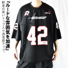 オーバーサイズ ビッグシルエット ゆったり ダボダボ tシャツ メンズ 半袖 5分袖 五分袖 大きいサイズ フットボールシャツ ゲームシャツ トップス プリントtシャツ ナンバリング メッシュ ポリエステルジャージ ゆったり かっこいい 高校生 大学生