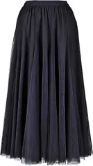 PicoCharm ロングスカート フレア プリーツ マキシ丈 レディース チュール ウエストゴム 裏地付き ボトムス 体型カバー 春 夏 秋 冬( ブラック,  XL)