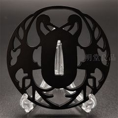 BK0127　日本刀装具　刀鍔　透し　鉄地　透　鍔　刀剣美術　重量：約89G