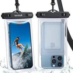 新品 【水に浮く・収納ポケット内蔵】 2枚セット スマホ 防水 ケース Lamicall : IPX8 浮く 海 プール お風呂 ぼうすい カバー アイフォン スマフォ すまほ アイホン 携帯 けいたい 顔認証 首かけ 水泳 潜水 iPhone 16 15 1
