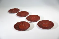 未使用品　鎌倉彫　アジサイ模様の茶托5枚　アンティーク　昭和 未使用品 鎌倉彫 アジサイ模様の茶托5枚 アンティーク 昭和 2025