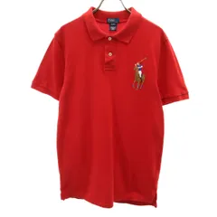 Polo by Ralph Lauren ポロバイラルフローレン ビッグポニー 半袖 ポロシャツ XL（20） 赤 キッズ 古着