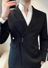 テーラードジャケット メンズ ジャケット スーツジャケット 個性的 バックル 春 秋 冬 ブレザー ファッション シングル スーツ ビジネスアウター スリム カジュアル 細身 羽織 クラシック テレワーク オシャレ 大きいサイズ 紳士服