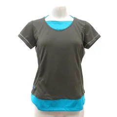ニューバランス NEW BALANCE カットソー Tシャツ クルーネック 半袖 フェイクレイヤード M 緑 ブラックオリーブ /MNのサムネイル