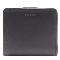 【COACH】コーチ ロゴ がま口 カーフ 黒 レディース 二つ折り財布