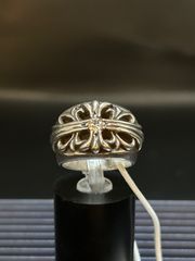 【正規品・RINKAN鑑定済】Chrome Hearts クロムハーツ FLRL CRS 1DIA／フローラルクロス 1ダイヤ リング（10号／14.725g）