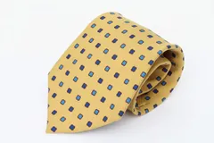 フェアファクス ブランドネクタイ スクエア柄 ハンドメイド 日本製 メンズ イエロー FAIRFAX 【中古】