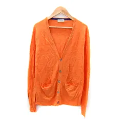 メンズビギ MEN'S BIGI カーディガン ミドル丈 Vネック 無地 リネン 麻 3 オレンジ /SY31のサムネイル