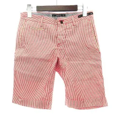 ピーティーゼロウーノ PT01 BERMUDA バミューダ ショートパンツ ハーフパンツ コットン 100％ ストライプ 赤 レッド 42 XS位 小さいサイズのサムネイル