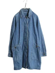 【お得なクーポン配布中!】 90s エディ―バウアー デニム ステンカラー コート レディース L 旧タグ オールド 黒タグ ハーフ ジャケット アウトドア シンプル ゆったり