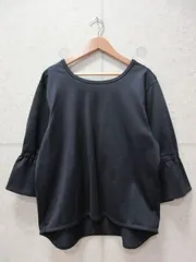 【美品】CINOH チノ バックスリットリボンカットソー 五分丈 無地 リボン ネイビー サイズ38