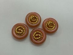 ヴィンテージ ボタン ゴールド×ピンク レジン アンティーク風 4個セット
