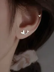 ジュエリー レディース イヤーアクセサリー 1ペア エレガント & スイート S925 スターリングシルバー 蝶 ピアス マイクロセット キュービックジルコニア スタッドピアス 女性用 , 彼女/親友に送るギフト