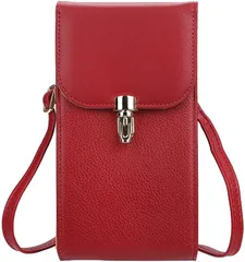 Amuself スマホポーチ ショルダーポーチ サコッシュ 携帯電話 カードケース 小銭入れ iphone レディース( レッド)