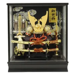 五月人形 ケース入兜 富岳 ガラスケースオルゴール付 2025-tb154 幅38cm   端午の節句 節句 お祝い インテリア