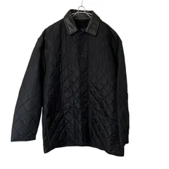Z1513 Ermenegildo Zegna エルメネジルドゼニア キルティングジャケット 襟レザー ブラック サイズL