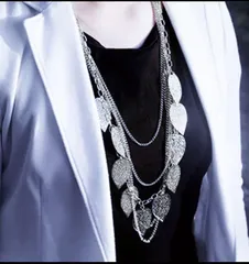 レディース マルチレイヤー チェーン ネックレス 葉っぱ 重ねづけ