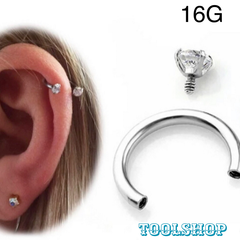 63M：シャフト8ｍｍ サーキュラーバーベル ジルコンキャッチ ボディピアス 16G ジルコン フープピアス 軟骨ピアス ヘリックス 耳タブ イヤーロブ キラキラ リングピアス クリア ブラック レッド ブルー パープル グリーン ピンク