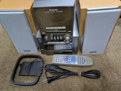 整備済　Panasonic MD/CD/カセットステレオシステム SA-PM57MD、SB-PM37　CDチェンジャー5枚格納