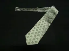 ■新品同様■ YVESSAINTLAURENT イヴサンローラン シルク100% 総柄 ネクタイ ビジネス 紳士 メンズ グリーン系 DJ0358