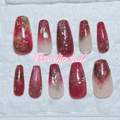 【オーダー】【No.07】赤系・ボルドー・大人可愛い・秋ネイル・オータム・マグネット・ニュアンス・ネイルチップ