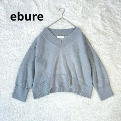 ebure  エブール　コットンカシミヤ　クロップド　ニット　セーター　vネック　厚手　グレー　ライトグレー　ショート丈　綿　フリーサイズ　F　S　M　L　長袖　美品