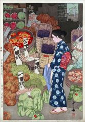 吉田博 版画「文之助茶屋」1933 40x27cm◇複製 高品質 ポスター新版画