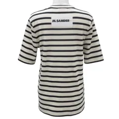 美品 24SS JIL SANDER+ ジルサンダープラス ボーダー リブニット Tシャツ カットソー J40GC0111 M ブラック ライトベージュ レディース 古着 中古 USED