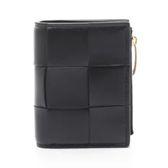 ボッテガヴェネタ BOTTEGA VENETA 二つ折り財布 スモール カセット マキシイントレチャート 742698VCQC48425 ブラック レザー 二つ折り財布 レディース 新品