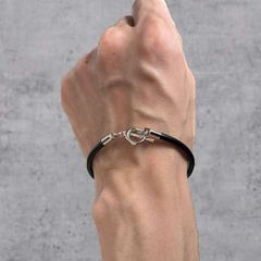 栃木レザー 本革ブレスレット ブラック メンズ レディース 本革製 18cm 黒