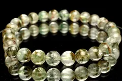 【１点物】マダガスカル産 エメラルドグリーンファントムクォーツ　7mm　ブレスレット パワーストーン 天然石 _MB89