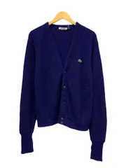 LACOSTE (ラコステ) IZOD US古着 アクリル ニット カーディガン USA製 ワニ ワンポイント ロゴ XL ネイビー メンズ/036