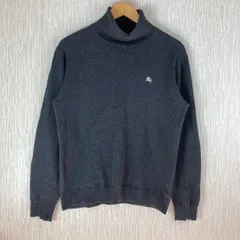 Burberry Black Label バーバリーブラックレーベル タートルネック ニット セーター ワンポイントロゴ ロゴ刺繍 古着 レディース ダークグレー  2サイズ カジュアル