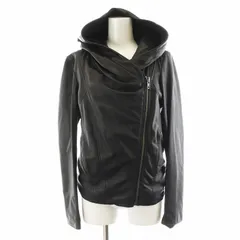 ヘルムートラング HELMUT LANG フード付 レザージャケット 革ジャン ラムレザー 羊革 S 黒 ブラック 16-7104051 /AN26 ■MUのサムネイル