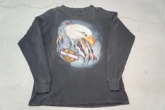 正規 90s Harley-Davidson ハーレーダビットソン イーグル 長袖 Tシャツ ロンT カットソー ビンテージ 1994 黒L本物1017P♪